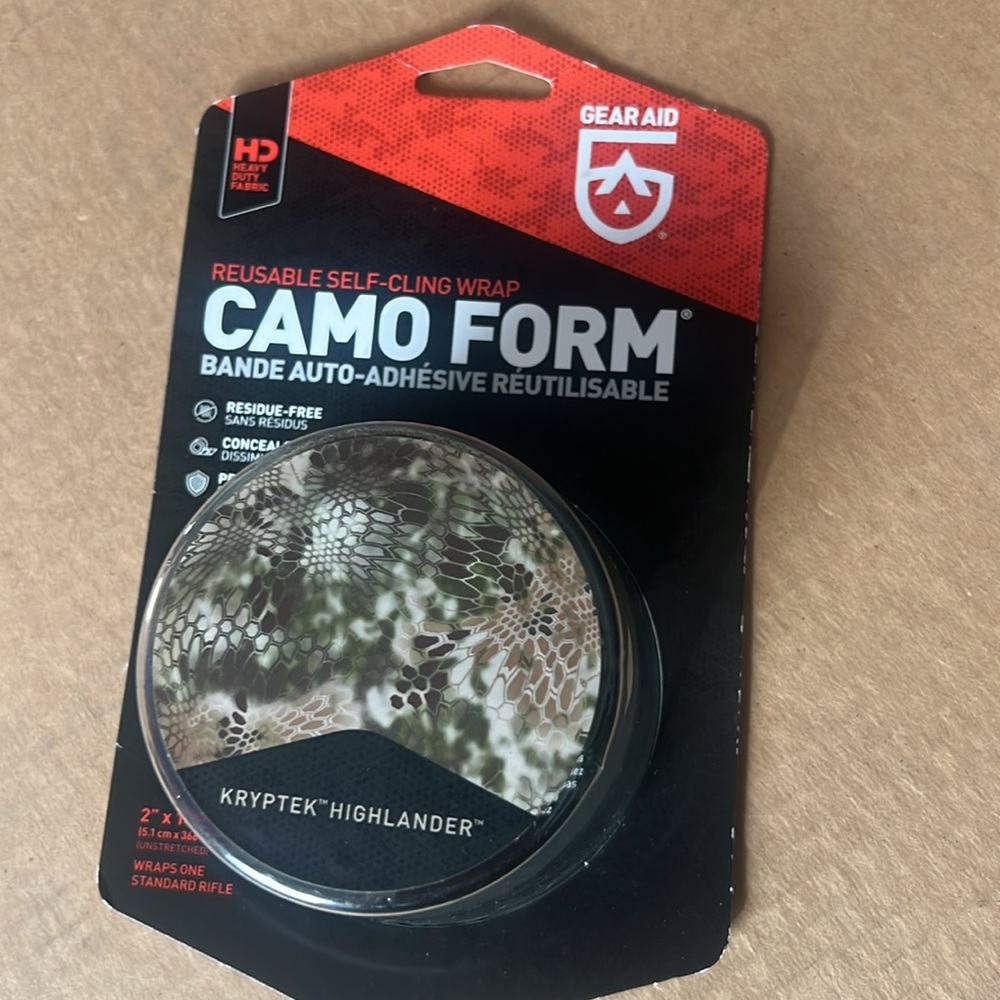 GEAR AID Camo Form Self-Cling and Reusable Camouflage Wrap, 2” x 144” Roll